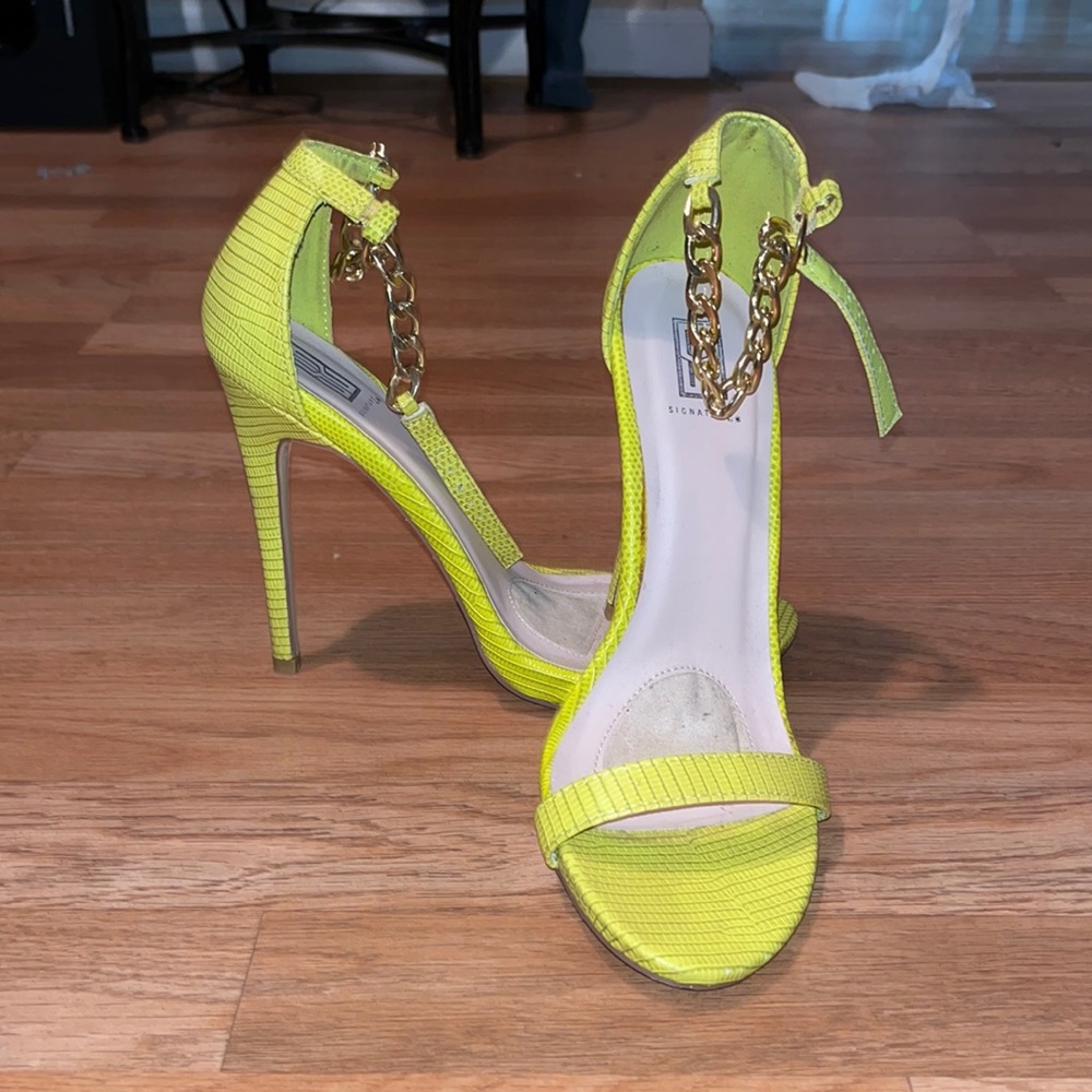 Lime Green Open Toe Strappy Heel size 8.5